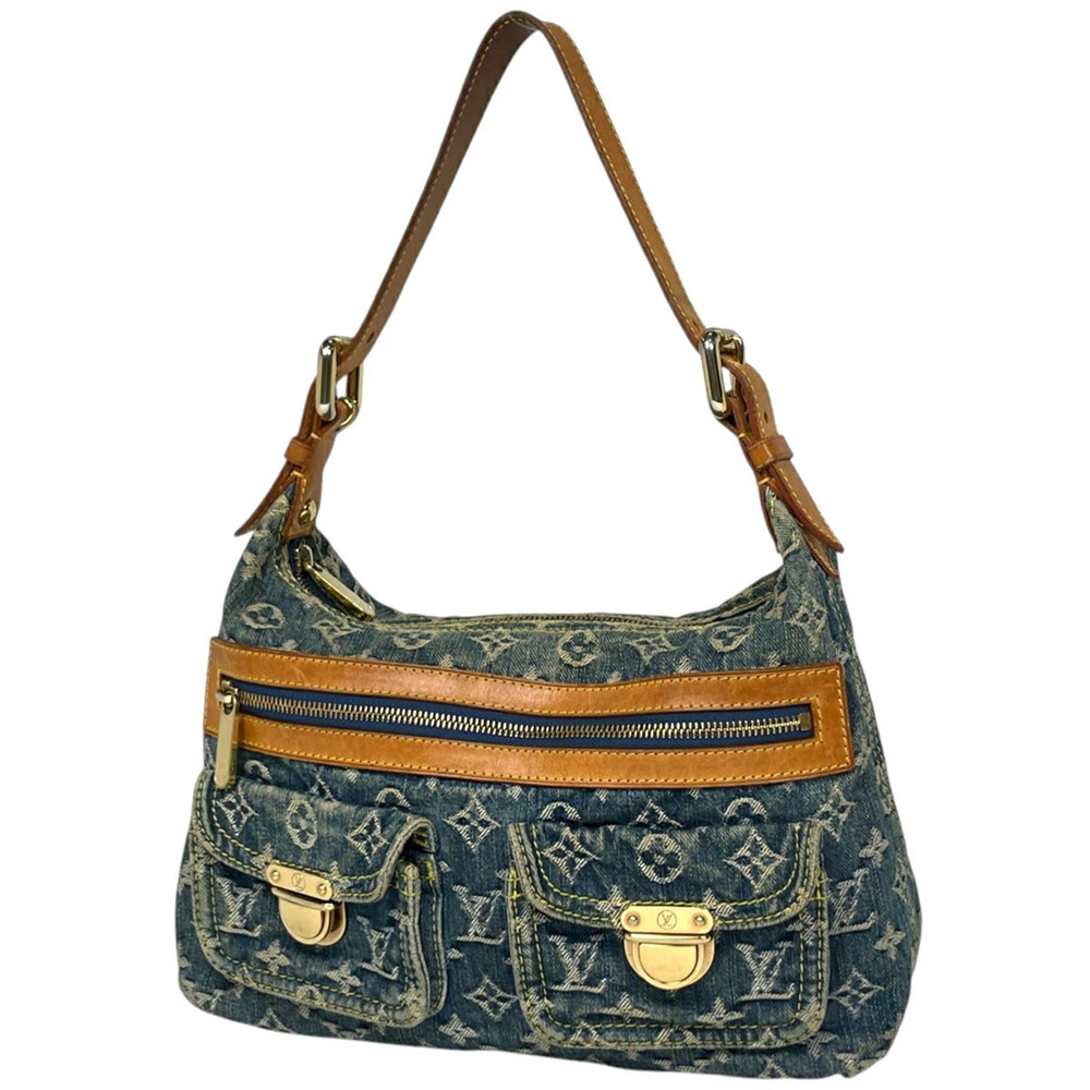 Louis Vuitton Baggy Shoulder Bag Hobo Handbag Monogram Denim Blue